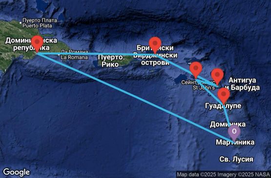 Маршрут на круиз Antilles, Virgin Islands - FDF07A29