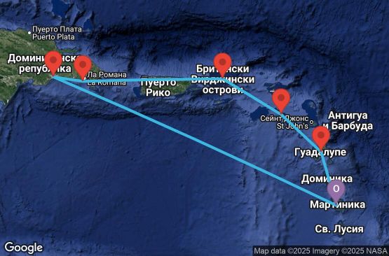 Маршрут на круиз Antilles, Virgin Islands, Dominican Republic - FDF07A28