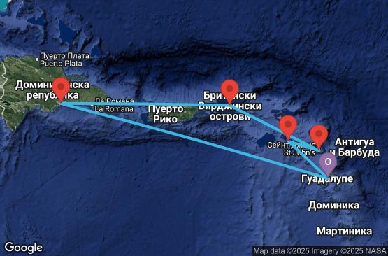 Маршрут на круиз Antilles, Virgin Islands - PTP06A0D