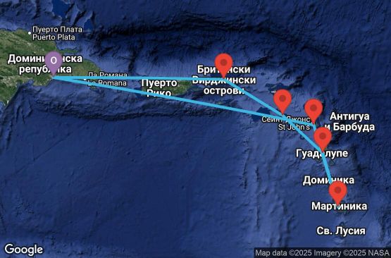 Маршрут на круиз Antilles, Virgin Islands - SDQ07A1C