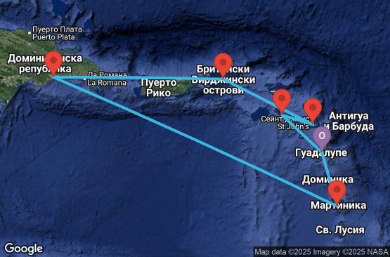 Маршрут на круиз Antilles, Virgin Islands - PTP07A29