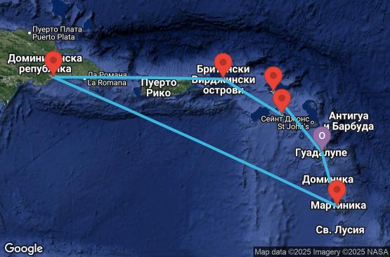 Маршрут на круиз Antilles, Virgin Islands - PTP07A28