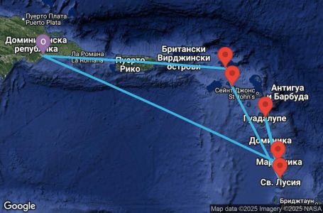Маршрут на круиз Antilles - SDQ07A13