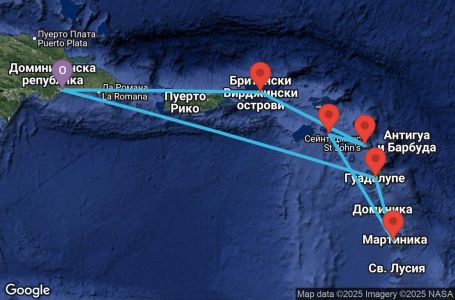 Маршрут на круиз Antilles, Virgin Islands - SDQ07A14
