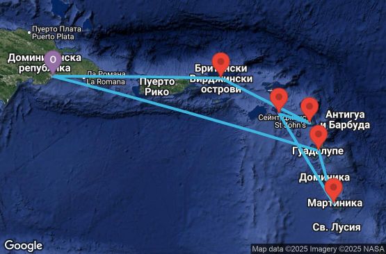 Маршрут на круиз Antilles, Virgin Islands - SDQ07A14