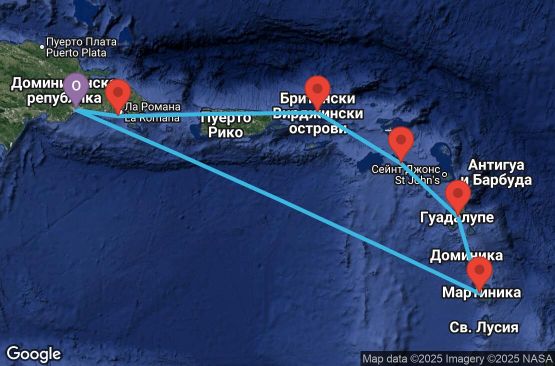 Маршрут на круиз Antilles, Virgin Islands, Dominican Republic - SDQ07A15