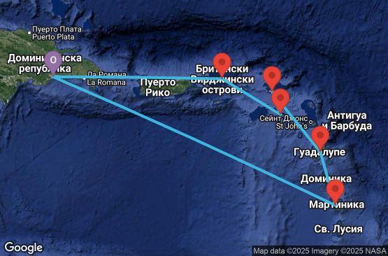 Маршрут на круиз Antilles, Virgin Islands - SDQ07A17