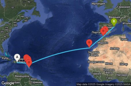 Маршрут на круиз Antilles, Canary Islands, Morocco, Spain - SDQ18A03