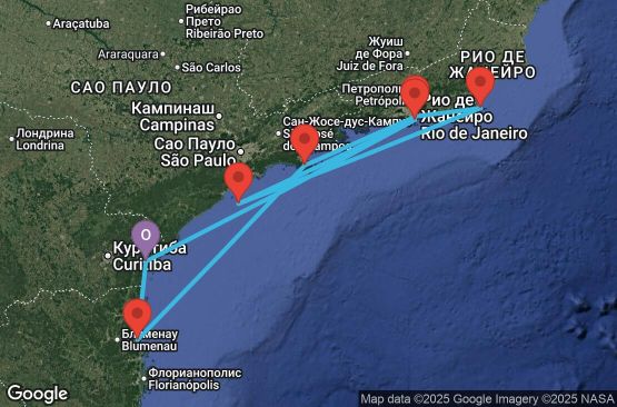 Маршрут на круиз 7 дни Бразилия - UYYS