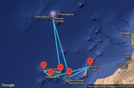 Маршрут на круиз Madeira , Canary Islands, Spain - FNC07A16