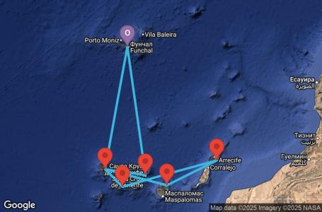 Маршрут на круиз Madeira , Canary Islands, Spain - FNC07A15