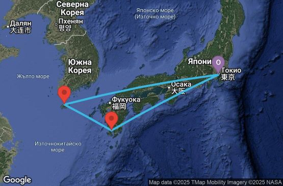 Маршрут на круиз 5 дни Япония, Южна Корея - UYYR