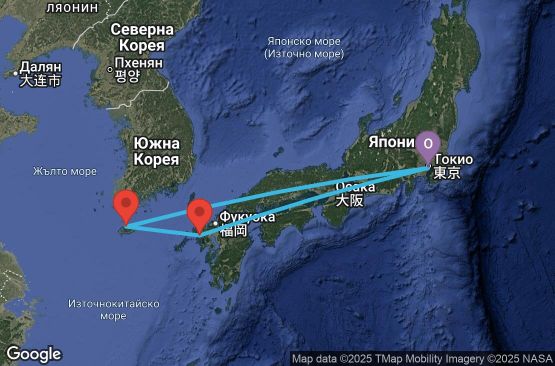 Маршрут на круиз 5 дни Япония, Южна Корея - UYYP
