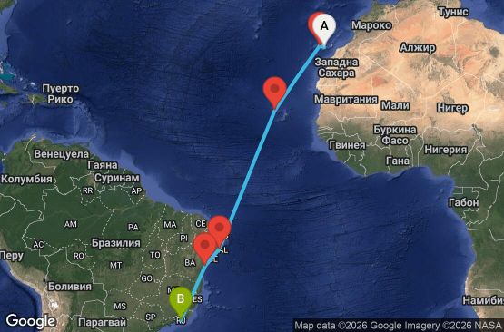 Маршрут на круиз 12 дни Испания, Кабо Верде, Бразилия - LPA12A00