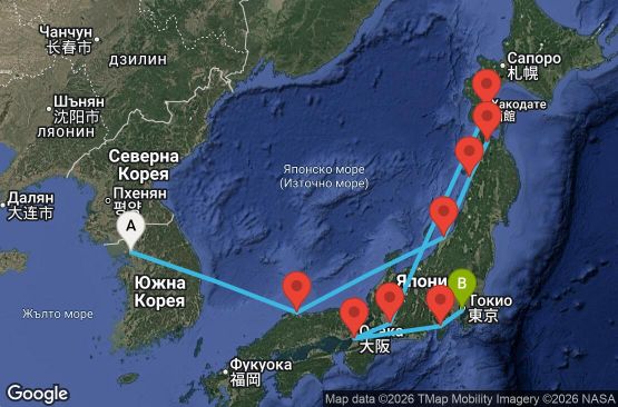 Маршрут на круиз 11 дни Япония - JADS11CNNINCTOK