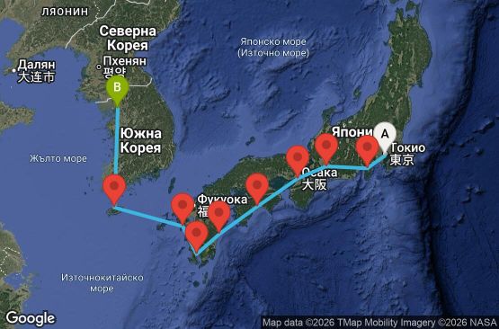 Маршрут на круиз 9 дни Япония - JADT09CNNTOKINC