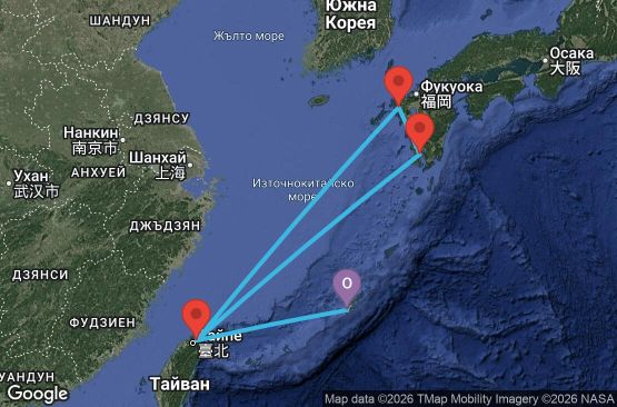 Маршрут на круиз 7 дни Япония, Тайван - OHA07A00