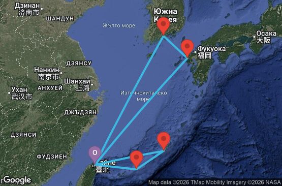 Маршрут на круиз 9 дни Тайван, Япония, Южна Корея - KEE09A01