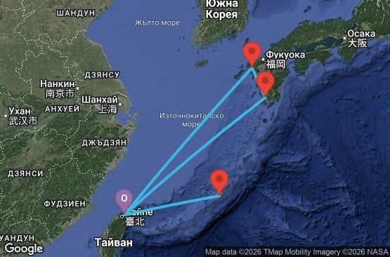 Маршрут на круиз 8 дни Тайван, Япония - KEE08A01