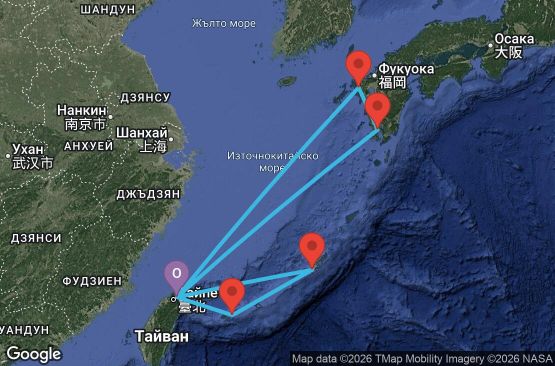 Маршрут на круиз 8 дни Тайван, Япония - KEE08A00
