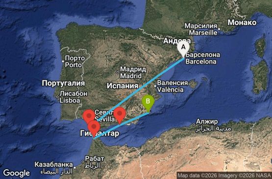 Маршрут на круиз 5 дни Испания, Мароко - EX20260503BCNCTG