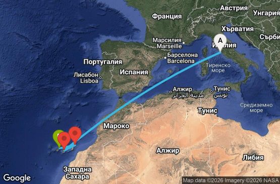 Маршрут на круиз 6 дни Италия, Испания - UYZX