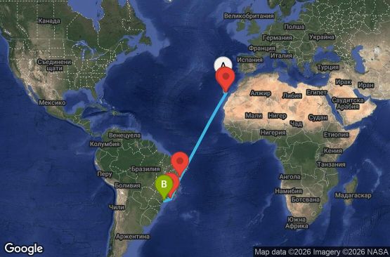 Маршрут на круиз 13 дни Португалия, Испания, Бразилия - UZ0M