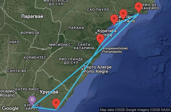 Маршрут на круиз 9 дни Аржентина, Бразилия, Уругвай - UZ0W
