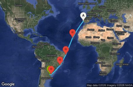 Маршрут на круиз 15 дни Преход между два континента - STAR15CNNLISBUE