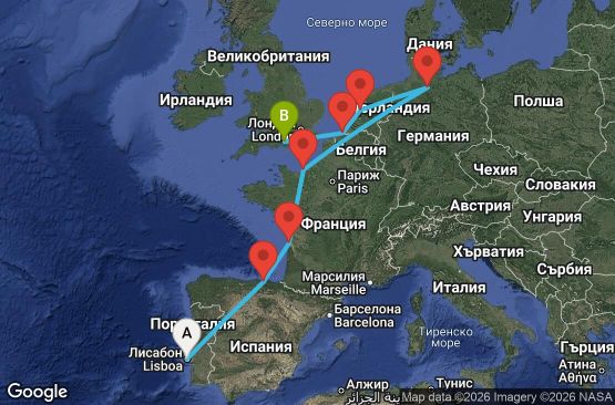 Маршрут на круиз EUROPE - FRANCE & IBERIA (LIS/SOU) - STRR11CNNLISSOU