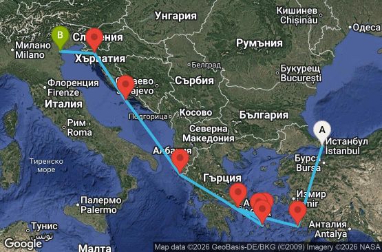 Маршрут на круиз 11 дни Турция, Гърция, Хърватия, Италия - EP20260820ISTFSA