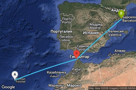 Маршрут на круиз 4 дни Португалия, Мароко, Испания - FNC04A01