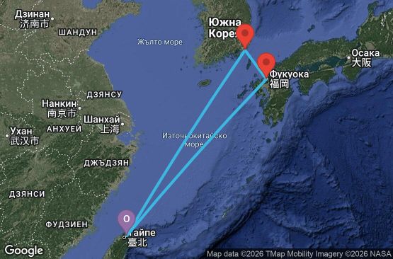 Маршрут на круиз Taiwan, Japan, South Korea - KEE05A0Y
