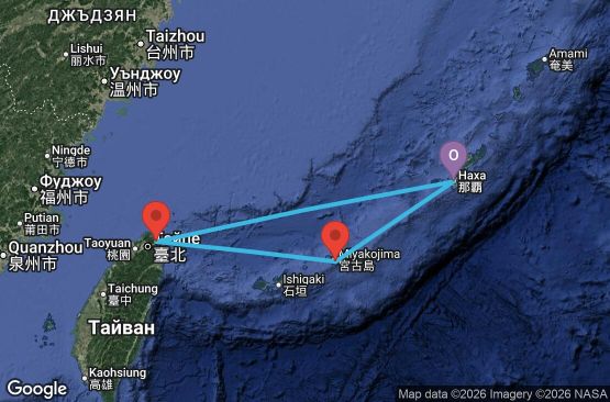 Маршрут на круиз Japan, Taiwan - OHA03A26