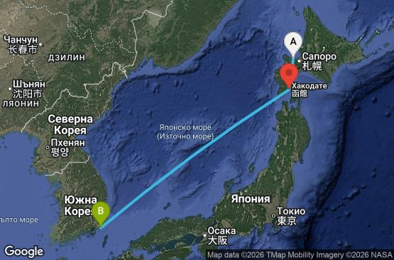 Маршрут на круиз 3 дни Япония, Южна Корея - OTR03A00