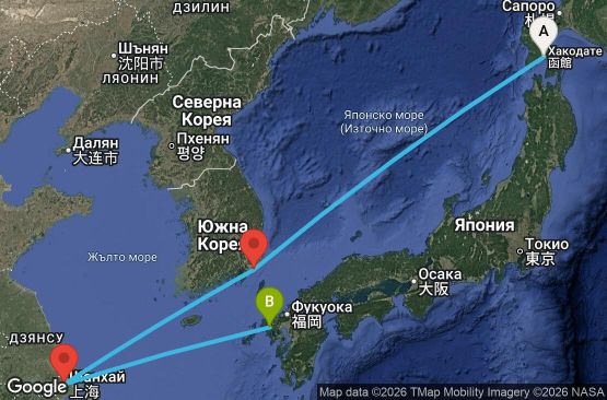 Маршрут на круиз 6 дни Япония, Южна Корея, Китай - HKD06A00