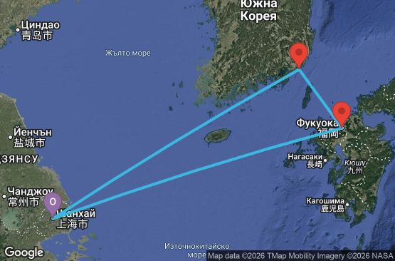 Маршрут на круиз 5 дни Китай, Япония, Южна Корея - UZ7R