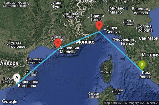 Маршрут на круиз 3 дни Испания, Франция, Италия - BCN03A4L