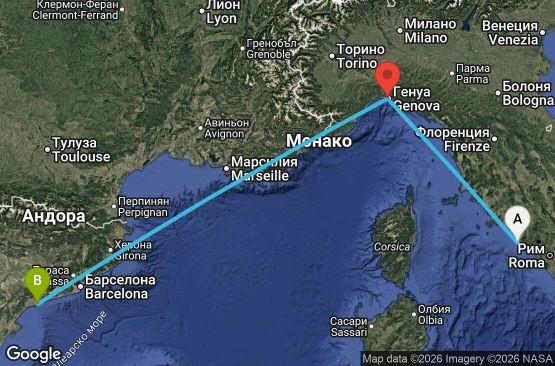 Маршрут на круиз 3 дни Италия, Испания - UY76