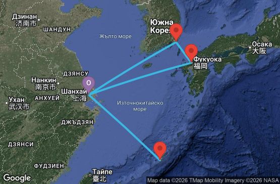 Маршрут на круиз 9 дни Китай, Япония, Южна Корея - UZ9C