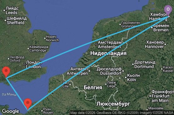Маршрут на круиз 5 дни Германия, Великобритания, Франция - UZ1H