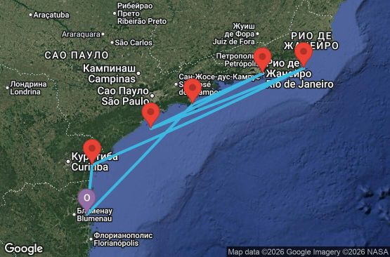 Маршрут на круиз 7 дни Бразилия - UZ8H