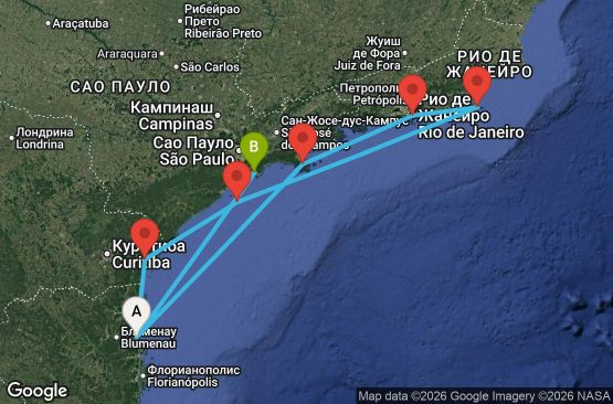 Маршрут на круиз 8 дни Бразилия - UZ8I