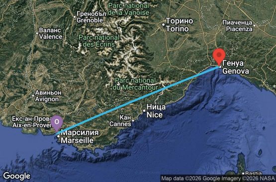 Маршрут на круиз 2 дни Франция, Италия - UYCG