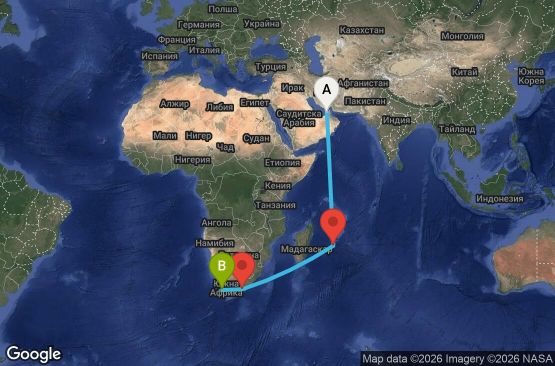 Маршрут на круиз 14 дни Обединени арабски емирства, Мавриций, Южна Африка - DXB14A04