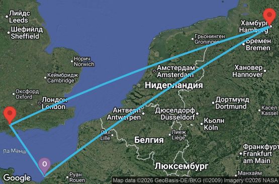 Маршрут на круиз 5 дни Франция, Германия, Великобритания - UZ1T