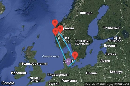 Маршрут на круиз 7 дни Германия, Дания, Норвегия - KEL07A2O