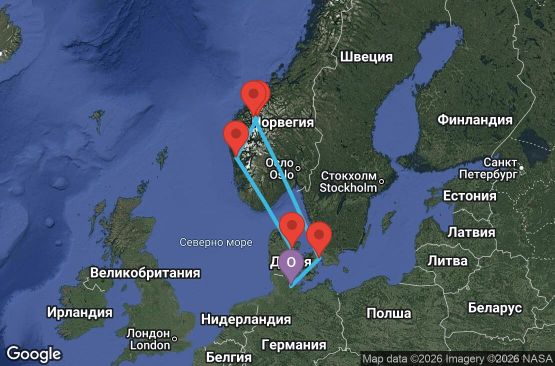 Маршрут на круиз 7 дни Германия, Дания, Норвегия - KEL07A2T