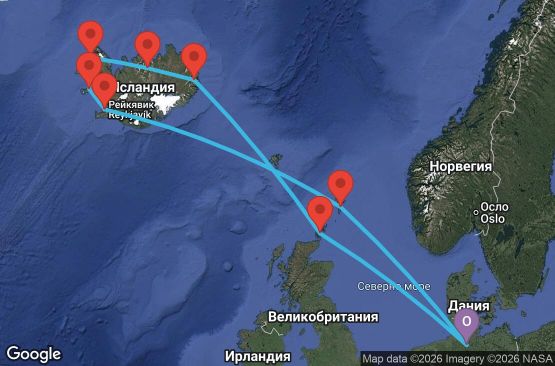 Маршрут на круиз 12 дни Германия, Великобритания, Исландия - HAM12A0T