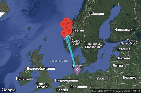 Маршрут на круиз 9 дни Германия, Норвегия - HAM09A0A